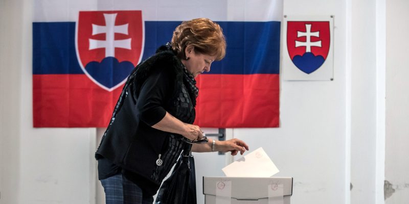 epa07472754 A woman casts her ballot during Slovakia's presidential election run-off at a polling station in Svaty Jur, Slovakia, 30 March 2019. The second round of presidential elections in Slovakia will be contended by environmental lawyer Zuzana Caputova with her opponent, European Commission Vice-President Maros Sefcovic.  EPA-EFE/MARTIN DIVISEK